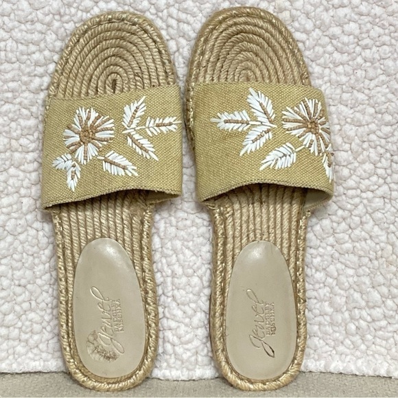 Jewel Badgley Mischka Womens Tan Embroidered/Beaded Espadrille Sandals Size US 8 - Picture 5 of 11